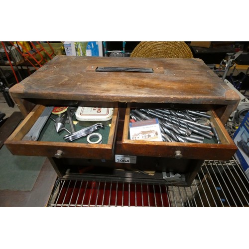 3064 - A dark wood engineers tool cabinet with 8 drawers and a removable front panel approx 43 x 22 x 33cm ... 