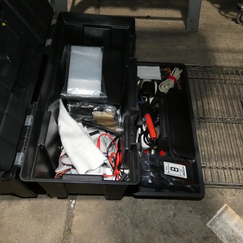 3068 - 2 x black / yellow plastic tool boxes and contents. Not practical to list in detail so please view o... 