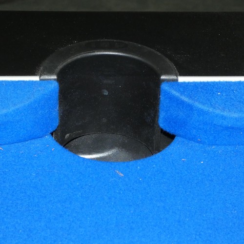 3219 - A good quality pool table by DPT, blue cloth, playing area 6ft x 3ft supplied with balls, cues etc