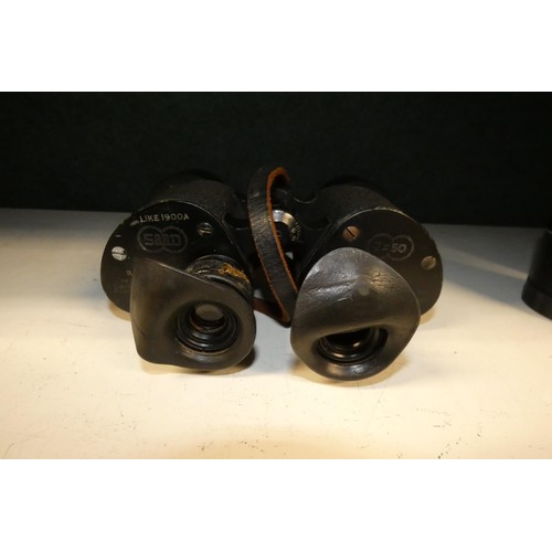 4038 - 5 sets of vintage binoculars comprising 1 x Carl Zeiss Jena Septarem Super S 7 x 40W, 1 x SARD (Squa... 