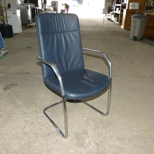 2314 - 4 x Orangebox dark grey leather cantilever chairs type Calder-HBC