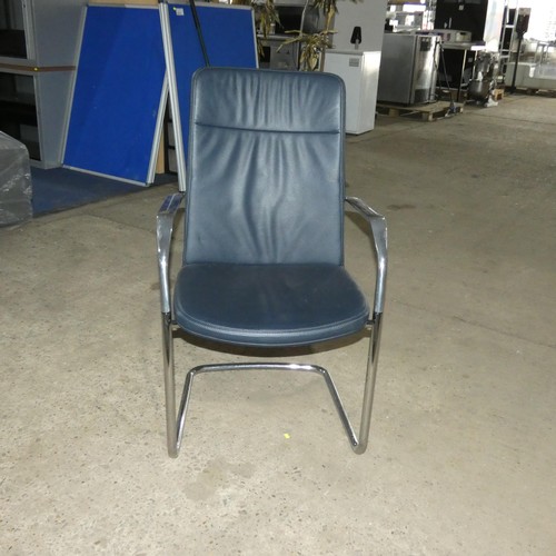 2314 - 4 x Orangebox dark grey leather cantilever chairs type Calder-HBC