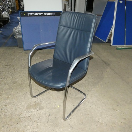 2314 - 4 x Orangebox dark grey leather cantilever chairs type Calder-HBC