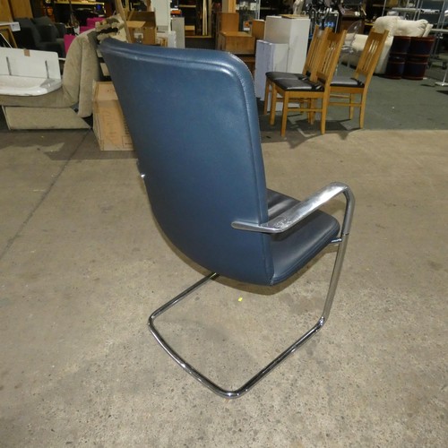 2314 - 4 x Orangebox dark grey leather cantilever chairs type Calder-HBC