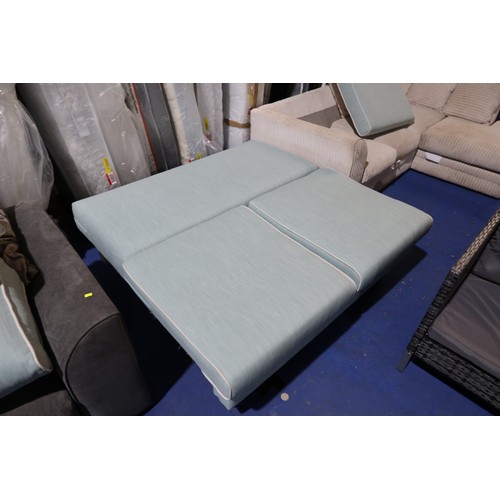 1386 - An upholstered sofa bed approx 145cm wide. Please note that this sofa bed is missing both the end / ... 