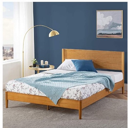 1123 - ZINUS Allen Mid Century Wood Platform Bed Frame  5ft /  Supplied in one box, requires assembly and n... 