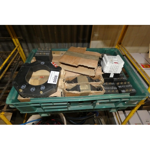 5008 - 1 box containing a quantity of various transformers etc