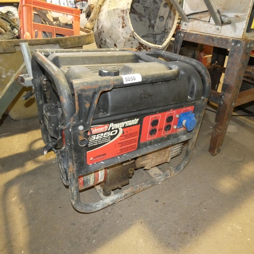 5050 - A Coleman petrol engine generator type Powermate 6250, output 120 / 240v, 5000watts, powered by a Br... 