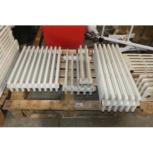 5066 - 1 pallet containing 4 x cast iron radiators (2 are small)