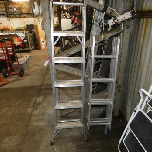 5086 - An aluminium combination ladder and an aluminium loft ladder (no brackets / fixings included)