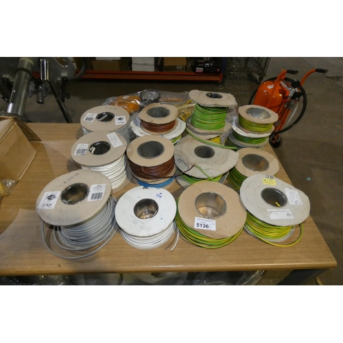 5136 - A quantity of various reels of electric and earth cable