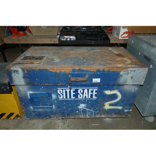 5145 - A Site Safe tool storage box with lift up hinged top approx 119 x 68 x 69cm high - supplied with 2 x... 