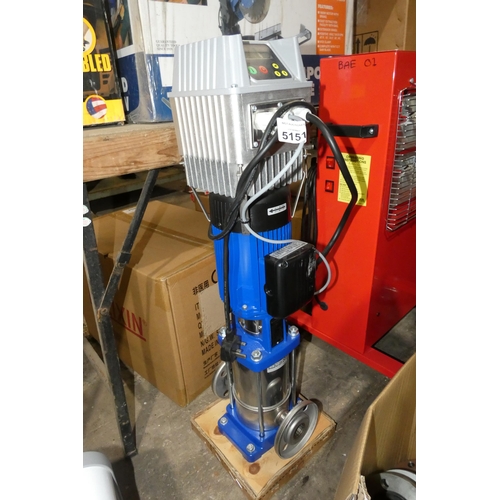 5151 - A Lowara pump type 55V06FO11T/D fitted with a 3ph motor and an E-Tech DrivE-Tech 2.030 VSD motor mou... 