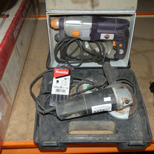 5177 - A Sparky drill 240v and an angle grinder with no make visible 240v