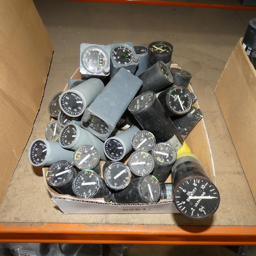 5261 - 1 box containing a quantity of various ex-MOD gauges (mainly from aircraft)