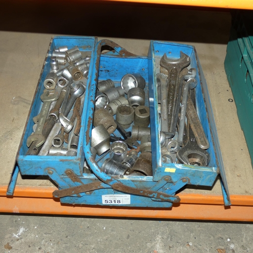 5318 - A blue metal tool box containing various sockets etc. Not practical to list in detail so please view... 