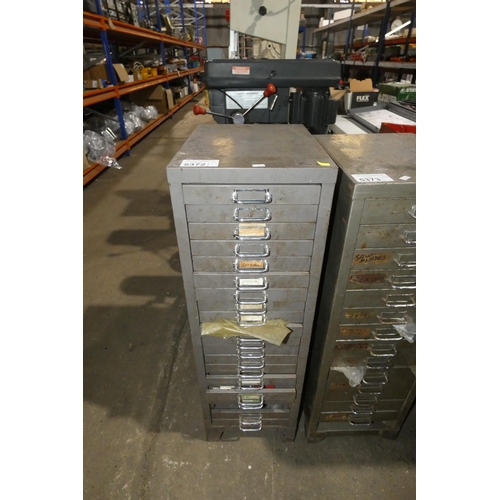 5372 - A 20 drawer index type cabinet containing a large quantity of various taps, dies, drill bits, Allen ... 