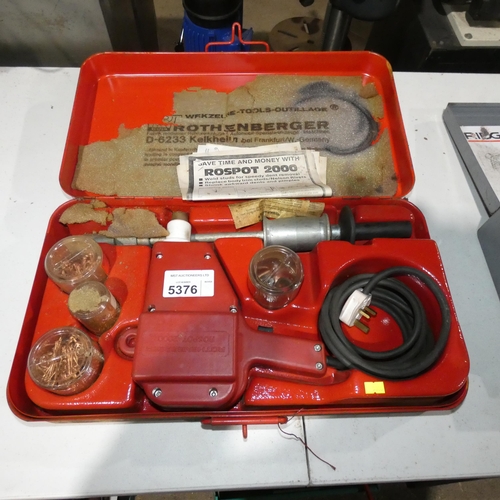 5376 - A Rothenberger Rospot 2000 stud welder in a red metal case 240v