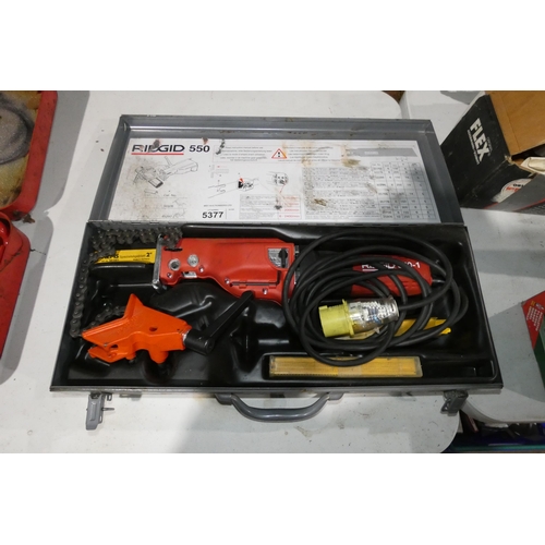 5377 - A Ridgid 550 reciprocating saw in a grey metal case 110v