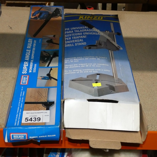 5439 - A Rolson super angle ruler and a Kinzo universal drill stand