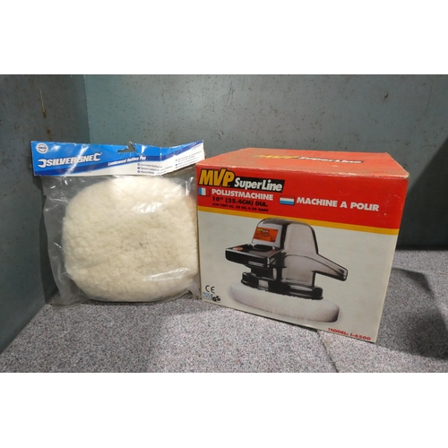 5444 - An MVP Superline buffer / polisher 10 inch, 240v and a Silverline lambswool buffing pad