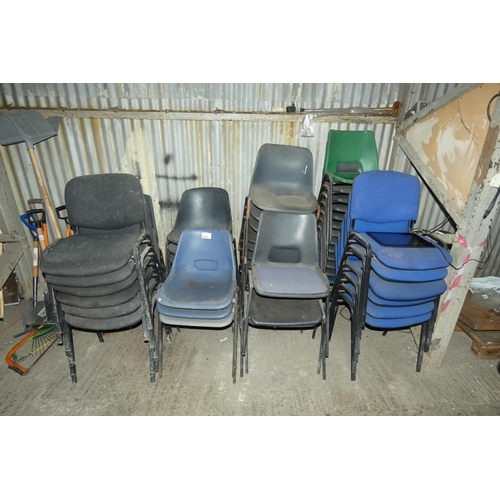 5478 - A quantity of approx 42 various metal framed stacking chairs