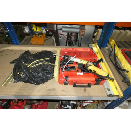 5487 - A quantity of various items including a Dewalt angle grinder 240v, a Hilti MD2000 adhesive dispenser... 