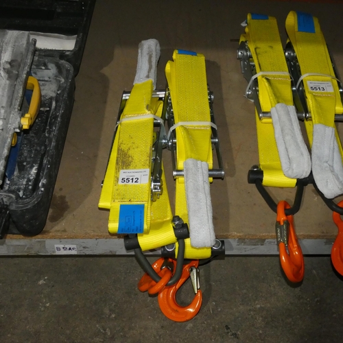 5512 - 2 x ex-MOD Spanset load lashing ratchet straps type LC:5000dAn EWL 2.88m