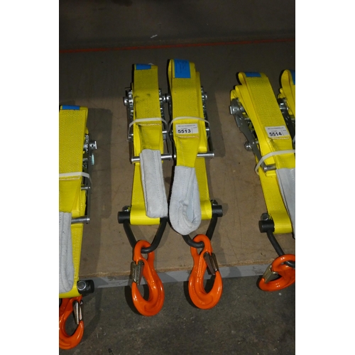 5513 - 2 x ex-MOD Spanset load lashing ratchet straps type LC:5000dAn EWL 2.88m