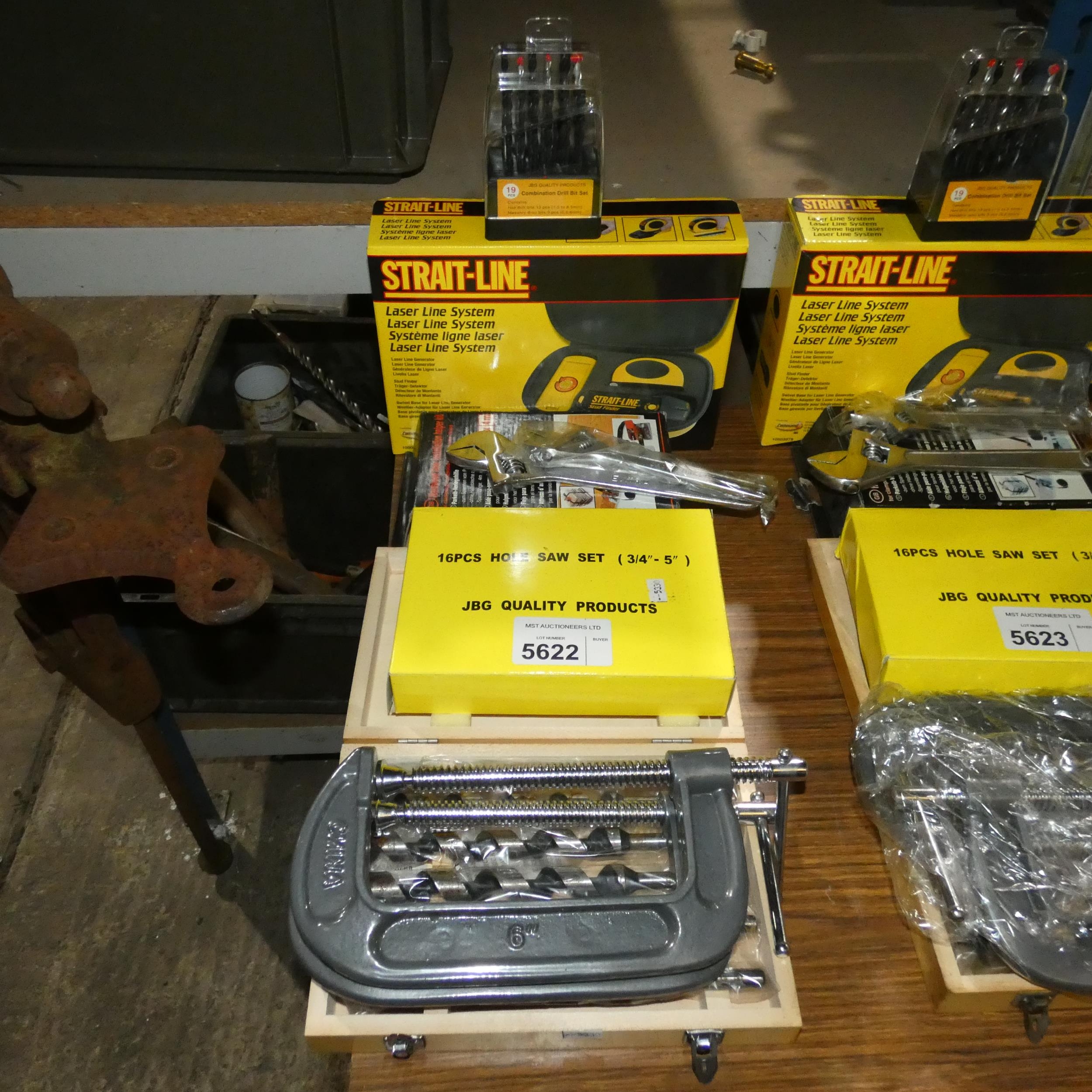 A StraitLine laser line system, a hardwood floor installation helper