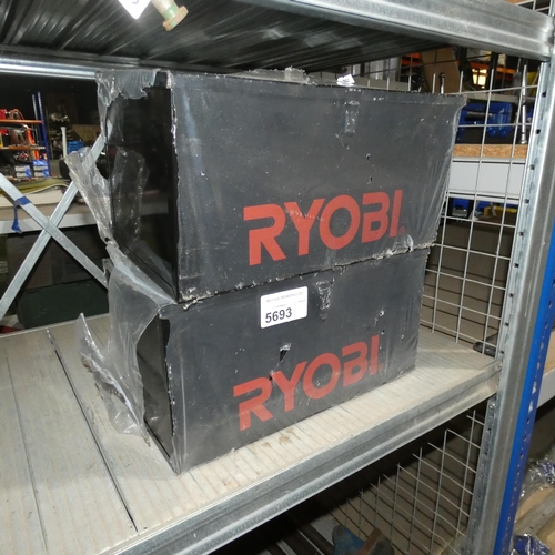 5693 - 2 x Ryobi metal power tool cases (empty)