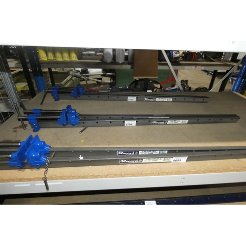 5700 - 2 x Record T-Bar clamps /sash cramps each approx 42 inch /1070mm long