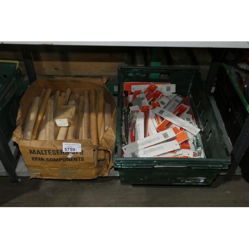 5759 - A quantity of easy driver all purpose drive shafts and various wooden hammer / other wooden handles.... 