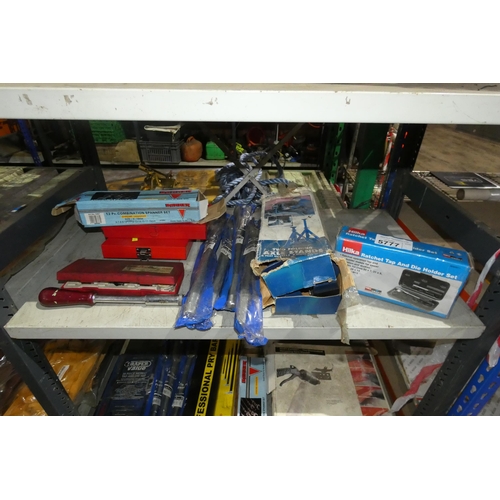 5777 - A quantity of various items including a spanner set, a Hilka ratchet tap and die holder set, 16 inch... 