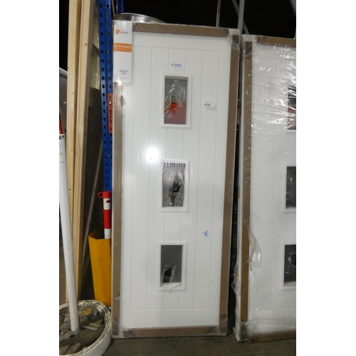 5787 - 1 x Deanta interior white primed fire door approx 1981mm x 762mm - Requires 3 x glass panes (not inc... 