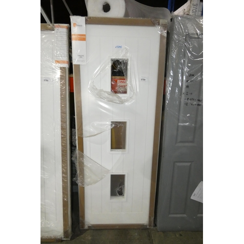 5789 - 1 x Deanta interior white primed fire door approx 1981mm x 762mm - Requires 3 x glass panes (not inc... 