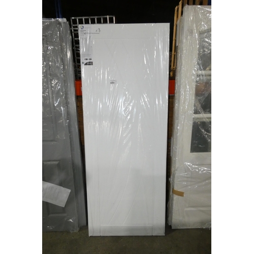 5791 - 3 x XL Joinery white primed Salerno doors each at approx 762 x 1981mm