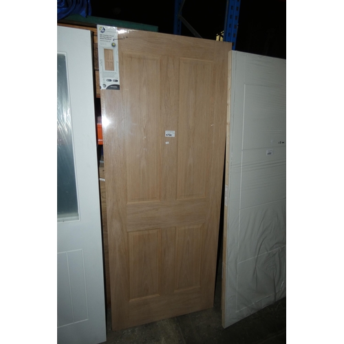 5796 - 1 x XL Joinery Oak Victorian 4 panel fire door approx 826 x 2040mm