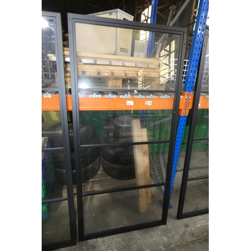 5799 - 1 x black metal / glass door approx 1000mm x 2100mm