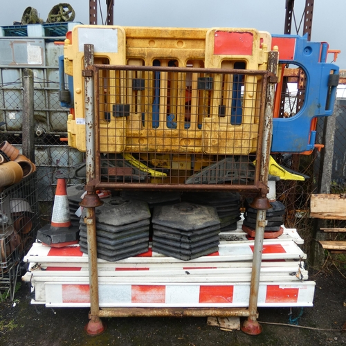 6131 - 2 stillages containing a quantity of plastic barriers and cone bases etc (please note, stillages not... 