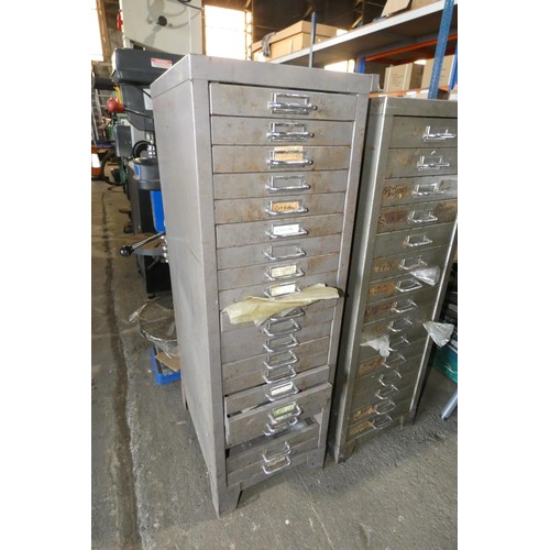 5372 - A 20 drawer index type cabinet containing a large quantity of various taps, dies, drill bits, Allen ... 