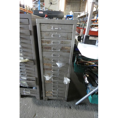 5373 - A 14 drawer index type cabinet containing a large quantity of various taps, dies, die holders, sharp... 