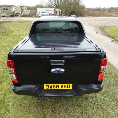 19 - Ford Ranger Wildtrak 4x4 Double Cab 3.2 T Black. Reg: BW68 VSU, 31/12/2018, 6 spd Auto diesel 3198cc... 