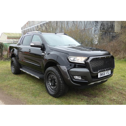 19 - Ford Ranger Wildtrak 4x4 Double Cab 3.2 T Black. Reg: BW68 VSU, 31/12/2018, 6 spd Auto diesel 3198cc... 