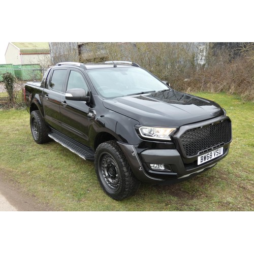 19 - Ford Ranger Wildtrak 4x4 Double Cab 3.2 T Black. Reg: BW68 VSU, 31/12/2018, 6 spd Auto diesel 3198cc... 