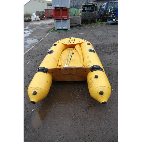 27 - Yellow 9 ft twin skin Inflatable dinghy by Sevylor K68. with oars. 10% BP