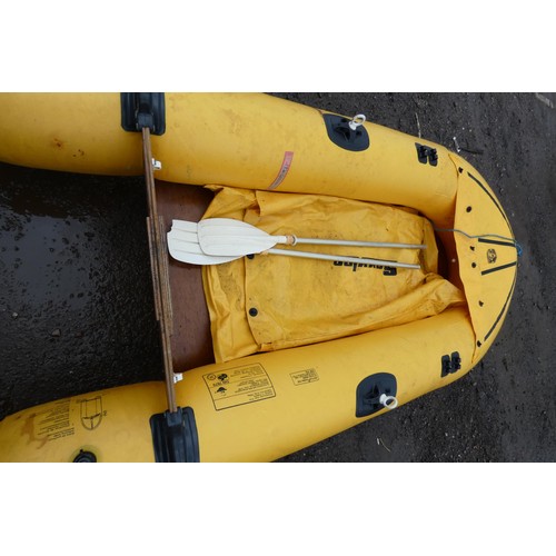 27 - Yellow 9 ft twin skin Inflatable dinghy by Sevylor K68. with oars. 10% BP