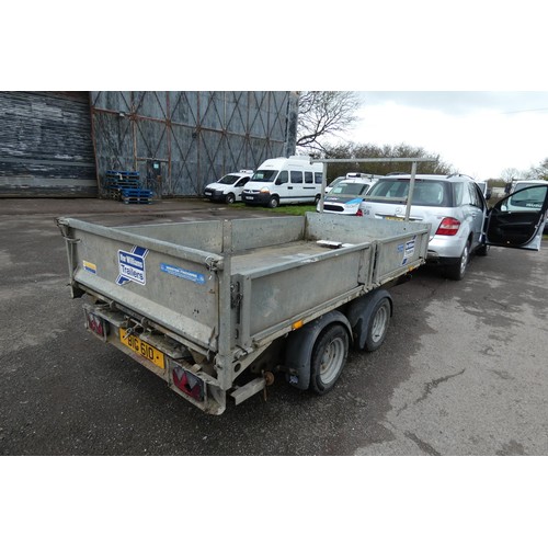 6109 - Ifor Williams Tipping Plant Trailer, TT3017 3500kgs, Year 2007, 10ft x 5ft .twin axle, with slide ou... 