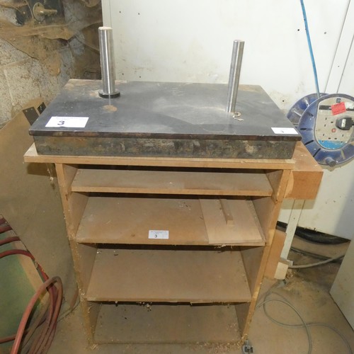 3 - An engineers metal surface plate approx 70 x 45cm (the wooden cupboard the surface plate is sitting ... 