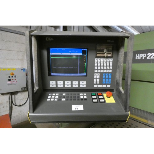 18 - A Holzma CNC beam saw type HPP 22/32, no. 0-240-01-0159, YOM 1994, 3ph. The Holzma CADmatic computer... 